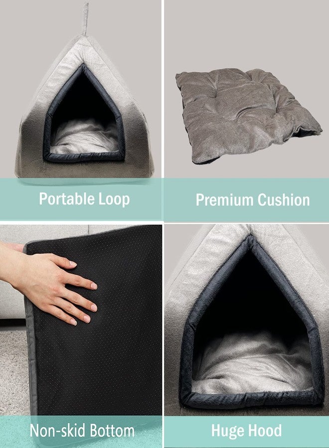 Pawsome Premium Soft Velvet Fabric Bed for Cats Kittens & Suitable for Dog Puppies Pet House (S, Grey) - Image 5